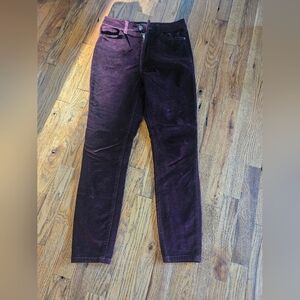 DL1961 Chrissy Ultra High Rise Skinny Velvet Jeans Burgundy 26